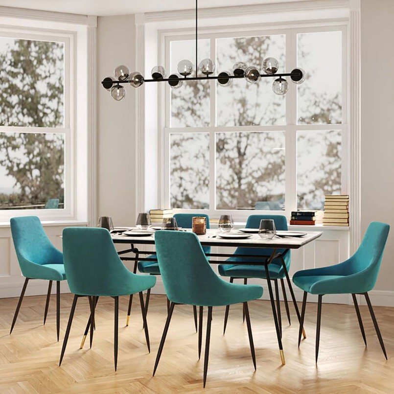 Chaise velours bleu pétrole - East Side - Kare Design