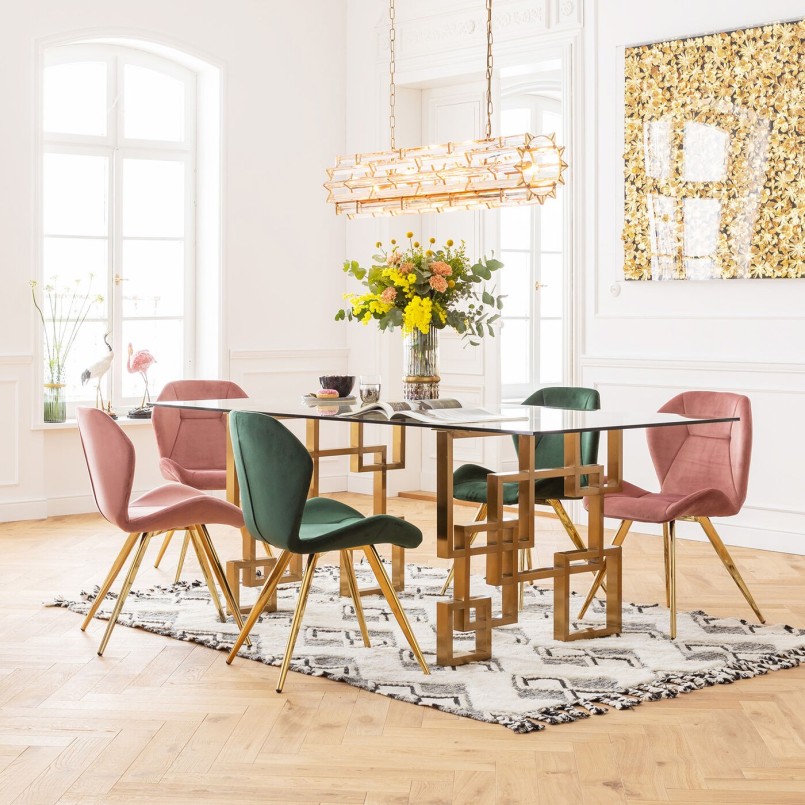 Chaise rétro velours rose - Viva - Kare Design