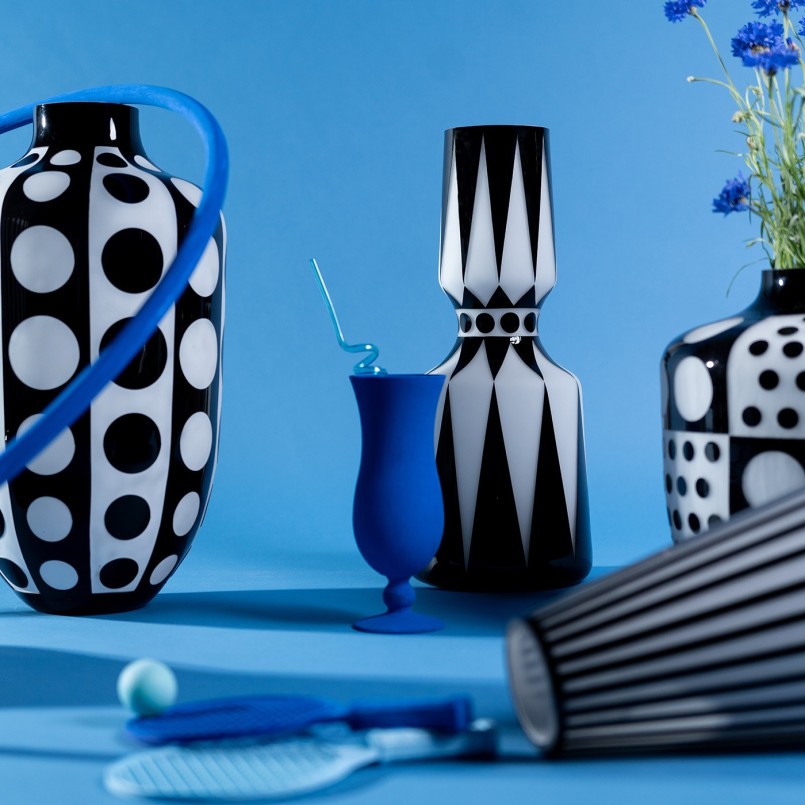 Vase rétro noir et blanc - Brillar - Kare Design