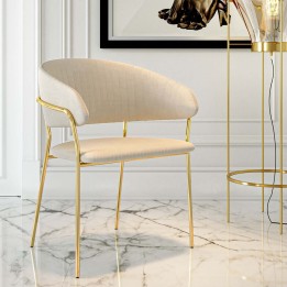 Chaise avec accoudoirs rétro velours crème - Belle - Kare Design
