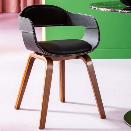 Chaise avec accoudoirs Costa noyer Kare Design