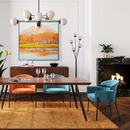 Chaise avec accoudoirs Alexia velours bleu Kare Design