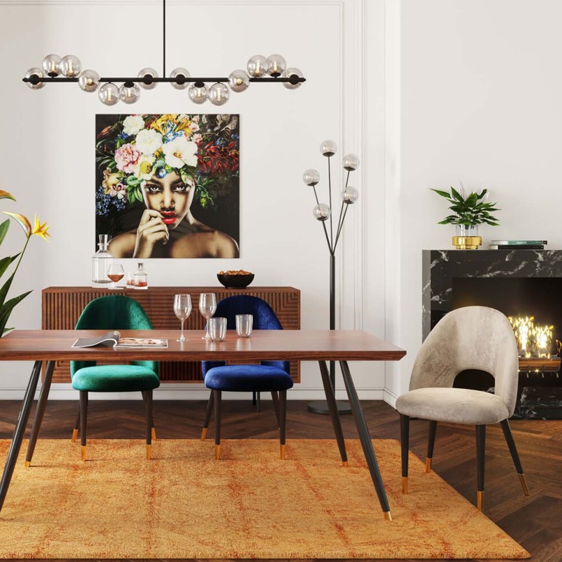 Taupe velvet retro chair - Iris - Kare Design