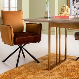 Chaise avec accoudoirs rétro marron - Chelsea - Kare Design
