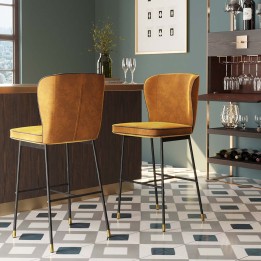 Yellow retro bar stool - Stavanger - Kare Design