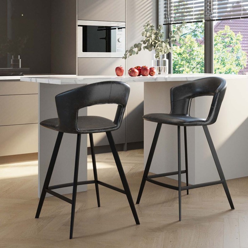 Tabouret de bar rétro noir - Reunion - Kare Design