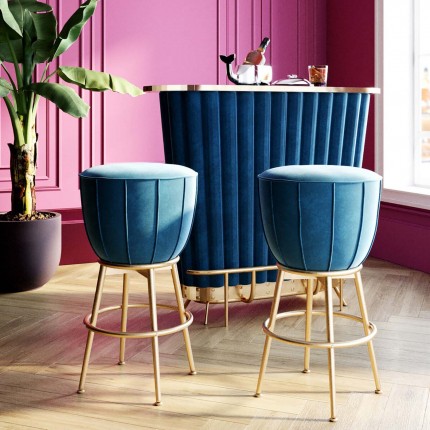 Tabouret de bar After Work velours bleu Kare Design