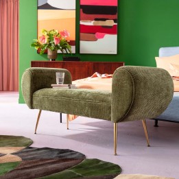 Banc en velours vert et acier doré - Trono - Kare Design
