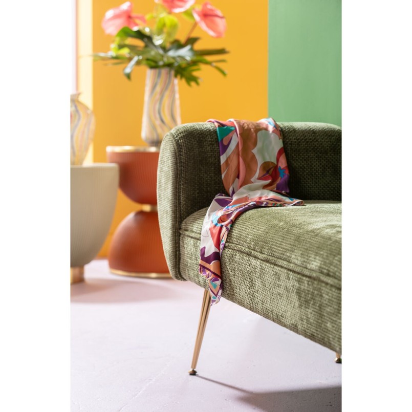 Green velvet and gold steel bench - Trono - Kare Design