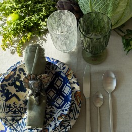 Assiettes plates bleues et blanches - Fresco - Kare Design
