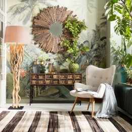 Design ecru armchair: beechwood legs & fabric seat - Scandinavian style