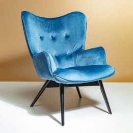 Retro armchair in blue velvet - Vicky - Kare Design