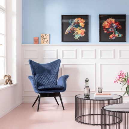 Fauteuil Tudor velours bleu pétrole Kare Design