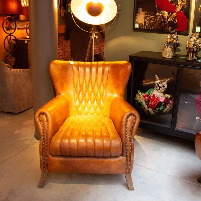 Vintage armchair in brown leather - Country Side - Kare Design