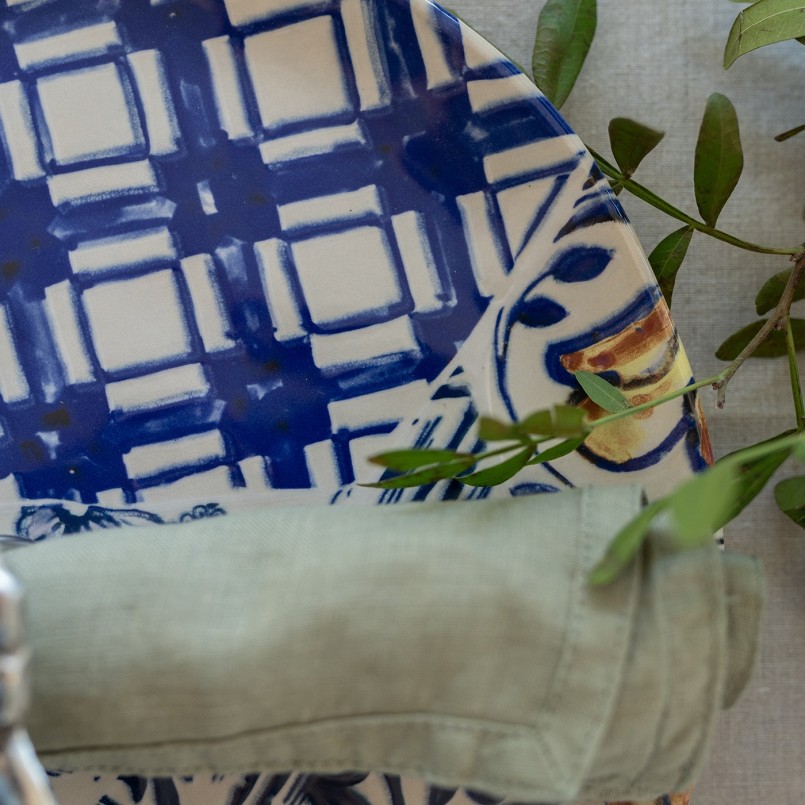Assiettes plates bleues et blanches - Fresco - Kare Design