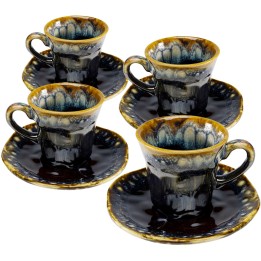 Tasses à café et coupelles en grès bleu - Lio - Kare Design