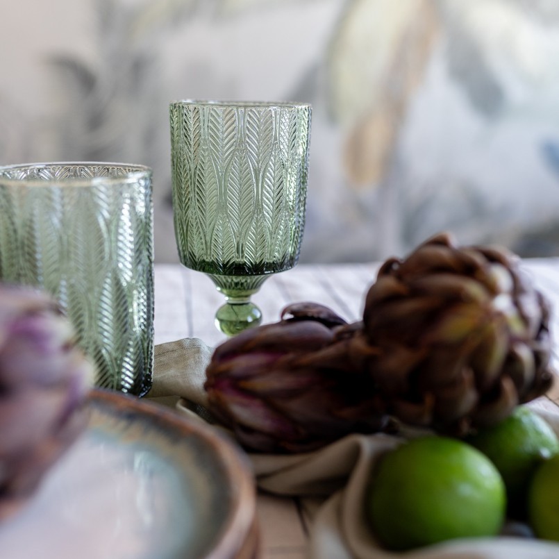 Verres à vin en verre vert - Fogli - Kare Design