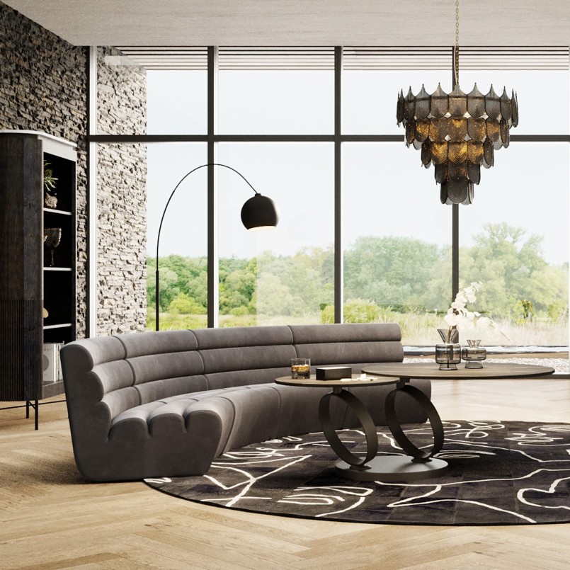 Lampadaire arc en acier noir mat - Lounge - Kare Design
