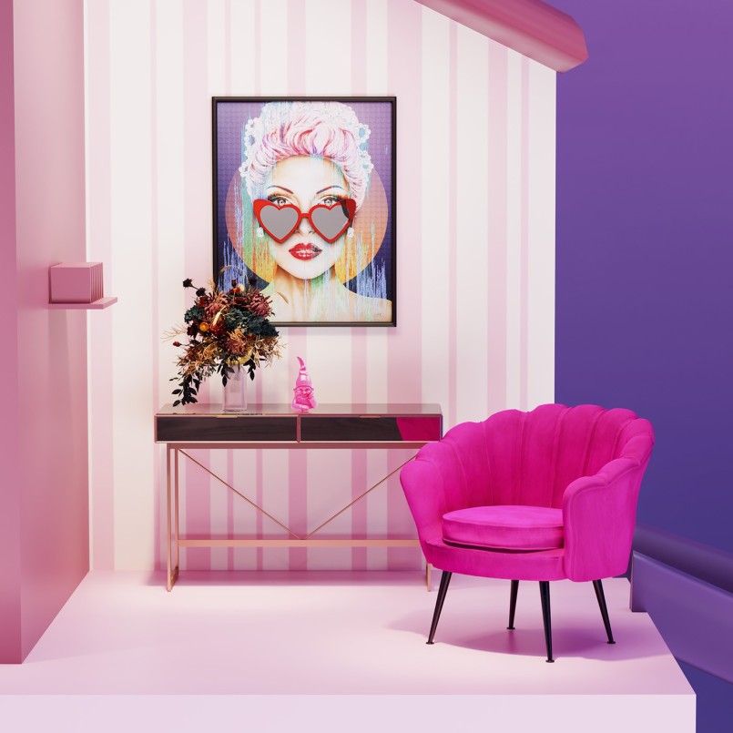 Fauteuil rétro rose fuchsia - Water Lily -  Kare Design