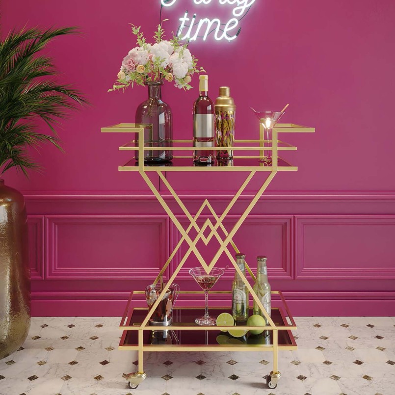 Retro style golden sideboard - Pyramids - Kare Design