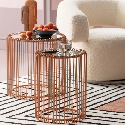 Tables d'appoint rondes Wire cuivre set de 2 Kare Design