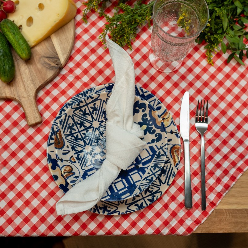 Assiettes plates bleues et blanches - Fresco - Kare Design