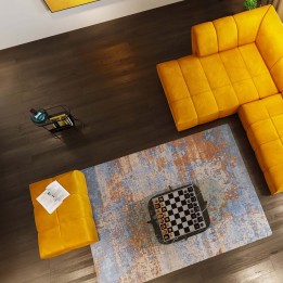 Pouf repose-pieds en velours ocre - Belami - Kare Design