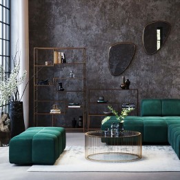 Pouf repose-pieds en velours vert foncé - Belami - Kare Design