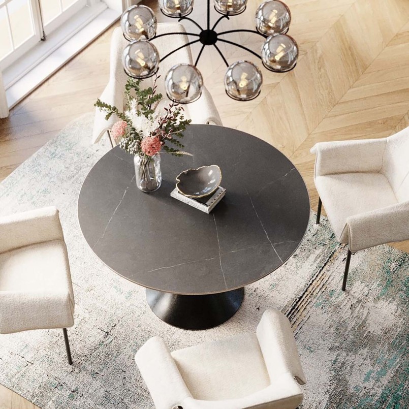 Round contemporary stoneware table - Grande Possibilita - Kare Design