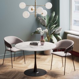 Table effet marbre blanc et pied noir - Schickeria - Kare Design