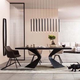 Black contemporary table in mineral marble - Gloria - Kare Design