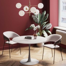 Design white table 110cm with tulip-shaped central foot - Schickeria model