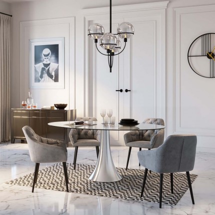 Table Grande Possibilita 180x120cm chromée et verre Kare Design