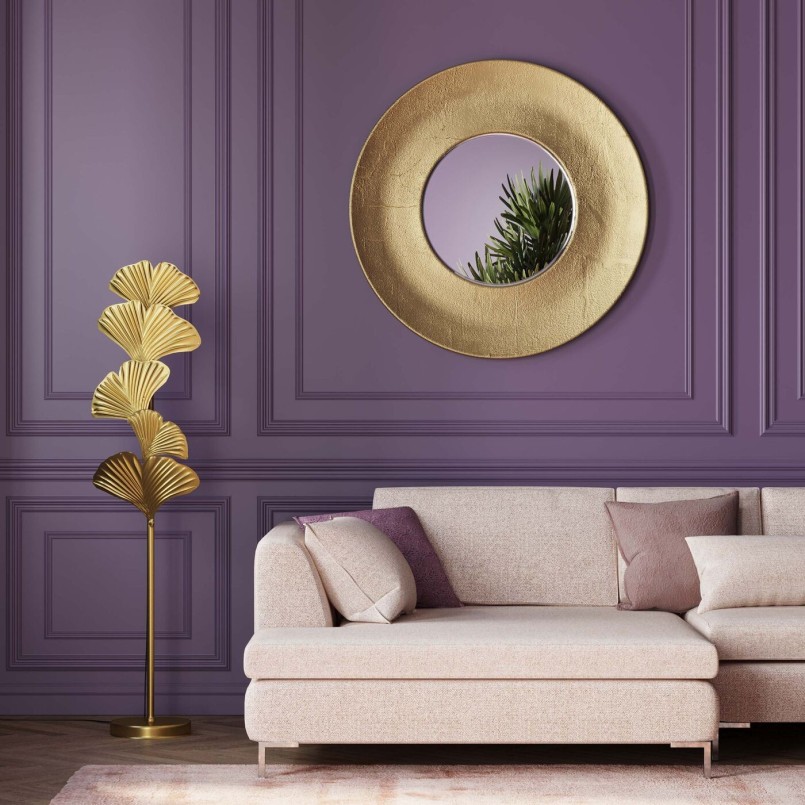 Floor lamp with golden ginkgo leaves - Kare Design