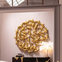 Wall decoration XL circle of golden koi - Kare Design