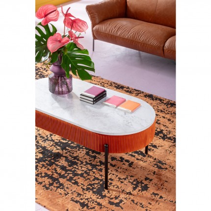 Table basse coffre Ballabile orange effet marbre blanc Kare Design