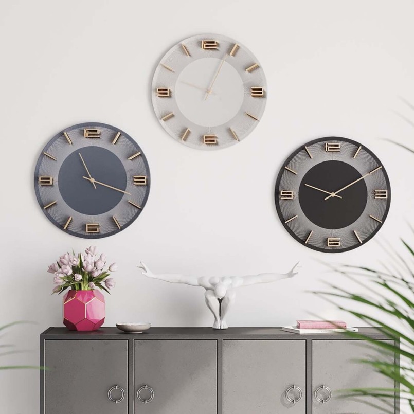 Retro-wall clock in white and gold - Leonardo - Kare Design