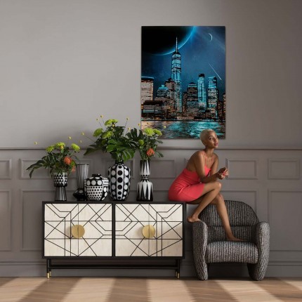 Tableau en verre buildings bleu 90x120cm Kare Design