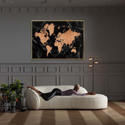 Tableau carte du monde noire et dorée 150x100cm Kare Design