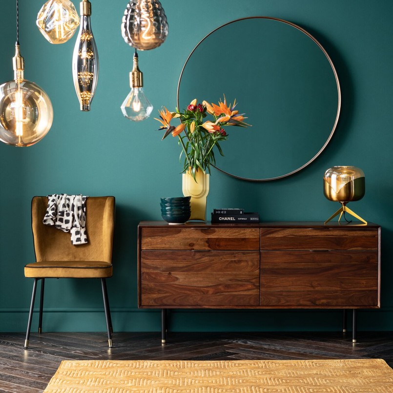 Miroir rond en laiton 100cm : grand miroir de style moderne couleur or