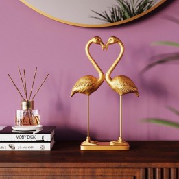 Déco couple coeur flamants dorés - Kare Design