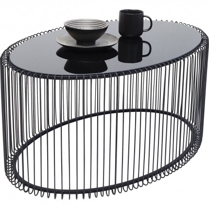 Table basse ovale Wire 60x90cm noire Kare Design