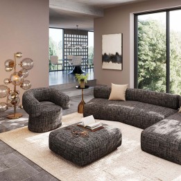 Repose-pieds en tissu noir et blanc - Bow - Kare Design