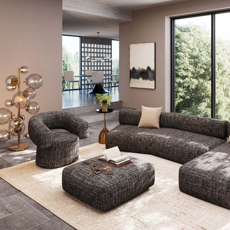 Repose-pieds en tissu noir et blanc - Bow - Kare Design