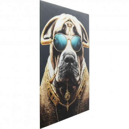 Tableau en verre chien lunettes 60x80cm Kare Design