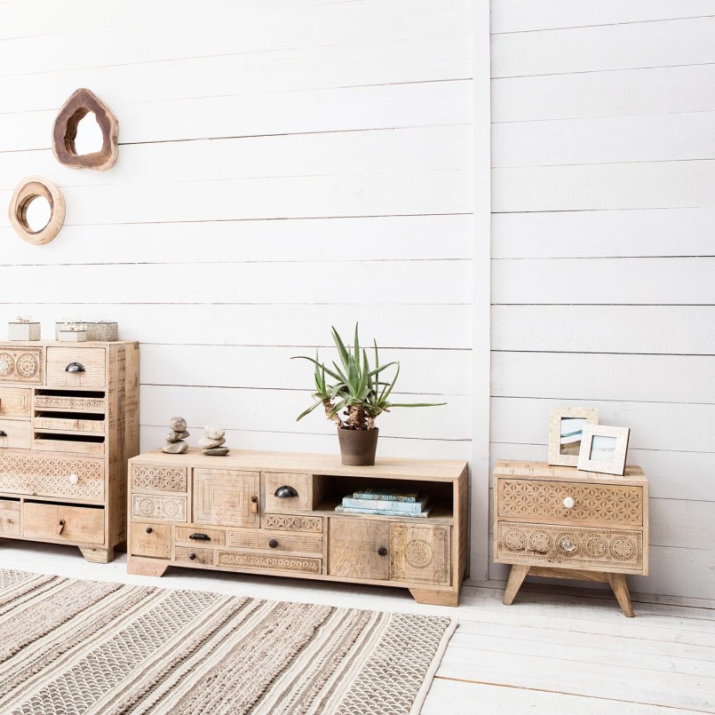 Chevet au look authentique en bois de manguier – Puro – kare Design