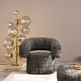 Fauteuil pivotant en tissu noir et blanc - Maye Bow - Kare Design