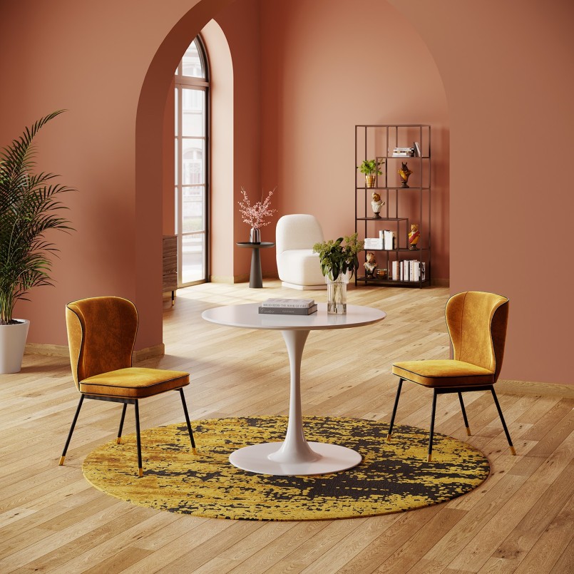 Yellow velvet retro chair - Irina - Kare Design