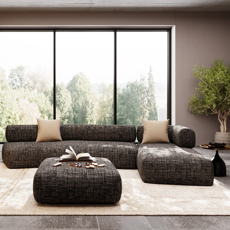 Repose-pieds en tissu noir et blanc - Bow - Kare Design