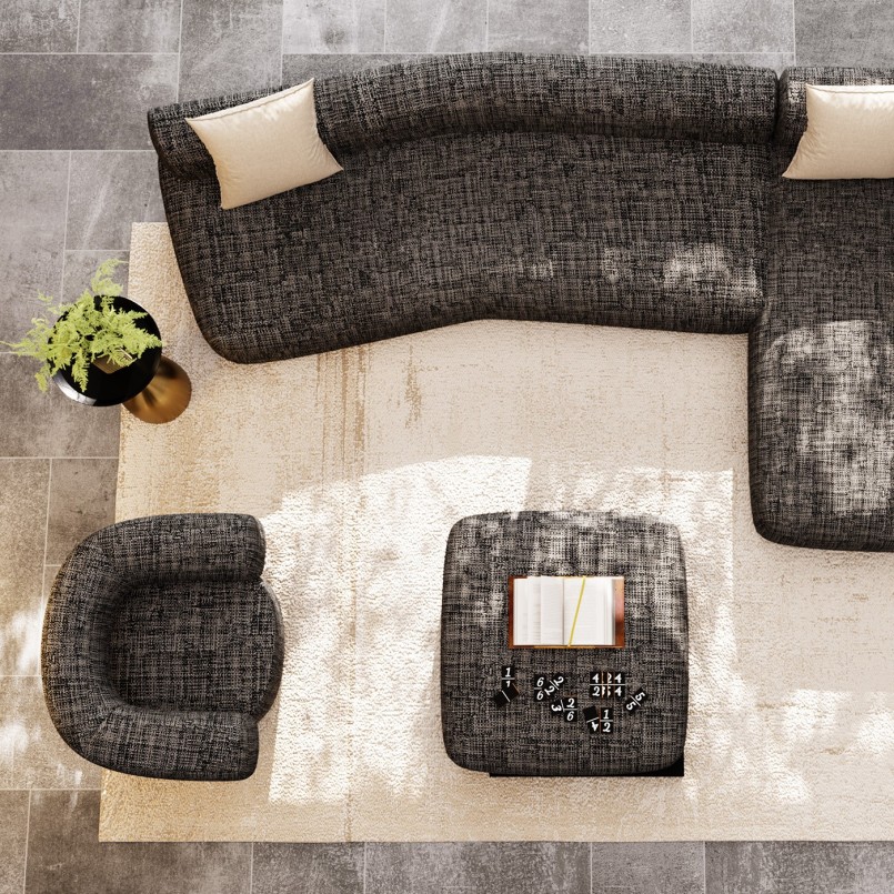 Repose-pieds en tissu noir et blanc - Bow - Kare Design